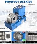 Heavy Duty Electric Hydraulic Hose Crimper Machine With 9 Die Sets Crushes R1 And R2 Hoses Quarter To One Inch, showing control panel and hydraulic tank.