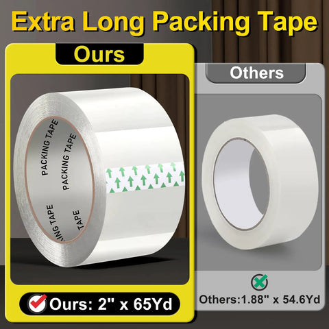 Clear Heavy Duty Packing Tape Refill Rolls, 6 Rolls, 2 Inch Wide By 65 Yards Each comparison with smaller roll