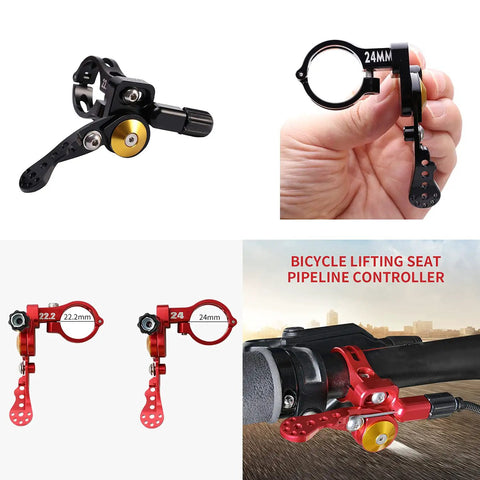 Universal MTB Dropper Remote Lever For 22.2mm Or 24mm Handlebar, Aluminum Seatpost Shifter With Wrenches, Easy Clamp Mount, Black and Red