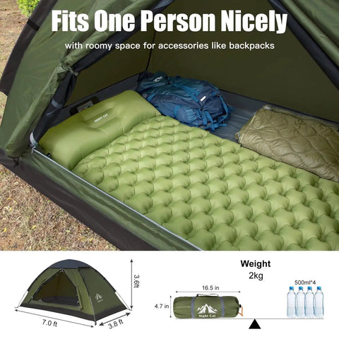 Interior of Ultralight 1-2 Person Backpacking Tent Waterproof Easy Setup Single Layer 2.2m X 1.2m with air mattress and gear