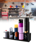 Heavy-Duty Aerosol Can Holder Rack Organizer, Steel Powder-Coated, Holds 20 Cans, Four Pack, shown installed in a workshop