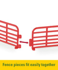 Connecting red fence pieces from 1 To 64 Scale Die Cast Farm Toy Playset With 70 Pieces Including Tractors Trucks Farm Animals Tools A Farm Shed And More For Kids 8 And Up Realistic Details Durable Build And Epic Creative Farm Fun