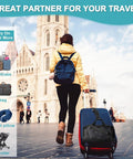 Traveler using 2 Pack Luggage Straps For Carry On Bags Adjustable Suitcase Belt Travel Attachment To Connect Your Three Luggages
