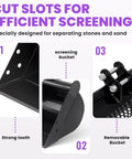 Close-up features of 31 Inch Mini Excavator Screening Bucket For Efficient Trenching And Debris Separation Durable Build Fits Most Mini Excavators And Garden Tractors Perfect Tool For Construction Sites And Garden Projects