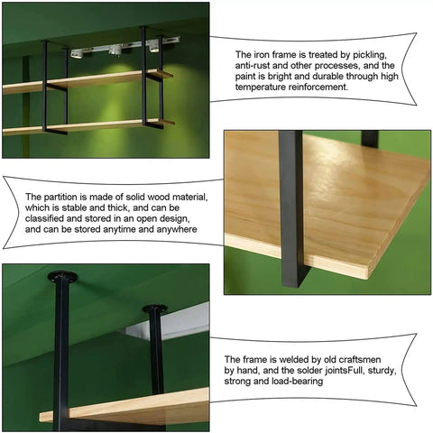 Solid Wood Ceiling Shelf Bracket With Iron Floating Shelf For Restaurants Bars And Home Decor Dope Storage Rack 60x30x60 cm