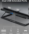 Whisper Quiet Laptop Cooling Pad With Five Fans For 12 To 17 Inch Laptops And Notebooks Beastly Cool Gaming Cooler With height adjustable stand, dual USB ports illustration.