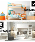 Image showing suitable and not suitable setups for Heavy Duty Angled Bunk Bed Ladder Hooks 4 Pack With Mounting Screws.
