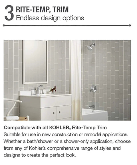 Bathroom showcasing Rite-Temp Pressure-Balancing Valve Body And Cartridge Kit For Shower System, 5.0 GPM Flow, modern design.