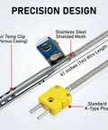 K Type Thermocouple Temperature Probe For Oven And Meat, 316 Stainless Steel Probe With Shielded Wire, -40 To 850 Fahrenheit Range