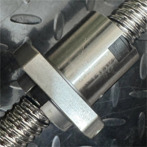 Close-up of an end machined ballscrew with single ball nut in 250 to 1500mm customizable length for CNC and 3D printer linear motion