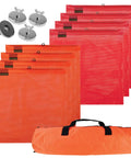 Heavy Duty Magnet Kit With Wire Loop Flags For Wide Load Hauling Includes Vented Storage Bag Durable Trucking Gear For Secure Loads And Quick Flagging On The Go displayed with magnets, orange flags, and storage bag