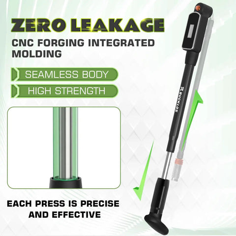 Bike Shock Pump With Digital Gauge, 320 PSI, Leak Proof Presta Valve, CNC forged seamless body, portable handheld pump.