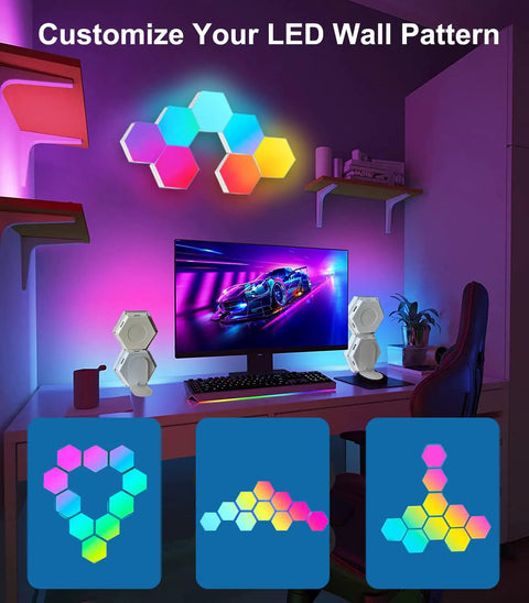 Dope Remote Controlled RGB Hexagon LED Lights For Gaming Setup With Touch Sensitive Panels 14 Geometric Wall Panels