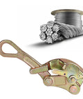 Heavy Duty Cable Grip And Steel Wire Puller Featuring Rock Solid Carbon Steel Jaw with a coil of wire rope