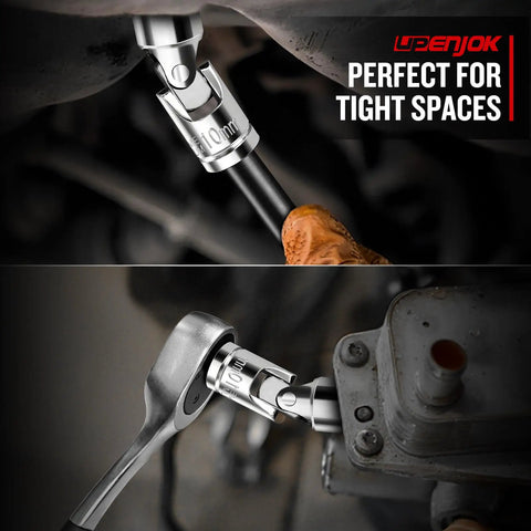 1/4 Inch Drive 10mm Universal Joint Socket 12 Point Mirror Finish Cr-V Steel Built Beefy For Maximum Strength And Durability, Perfect For Pro Jobs And DIY Projects in tight spaces