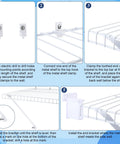 Installation guide for Heavy Duty Wire Shelf Support Brackets Kit For Closets featuring metal shelf clamps and wall mounting.