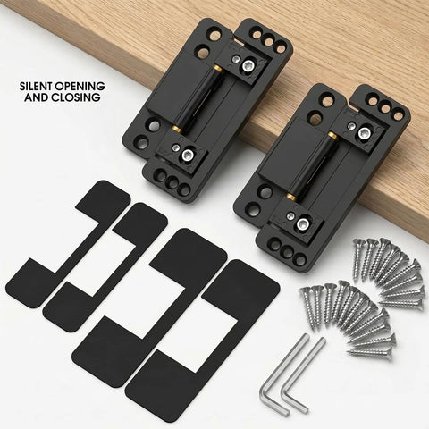 2 Pack Ultra Thin Hidden Door Hinges 4.5 Inch Heavy Duty Concealed Hinges for secret doors with screws and tools