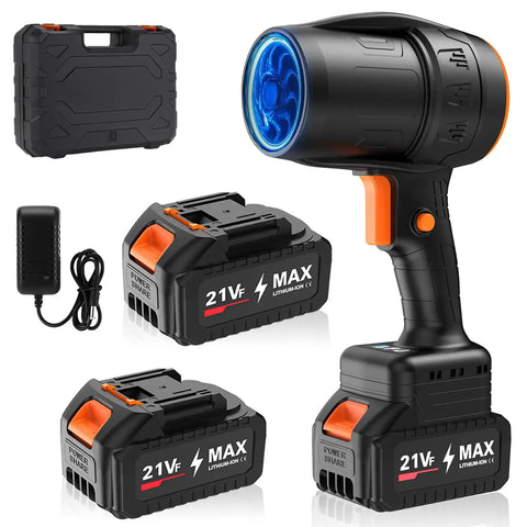 Cordless Handheld Leaf Blower 500,000 RPM Turbo Jet With Dual 4.0Ah Batteries And Charger Included, Black