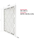 Allergen Guard 16x20x1 Air Filter With MERV 11 Pleated Design For Home HVAC Systems showing side and dimensions