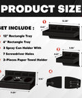 Product size chart of Magnetic Toolbox Tray Organizer Set 4 Piece With Shelves And Holders For Cabinet Side Shelf Storage Van Workshop