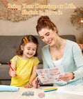 Mother and child using Super Slick Printable Shrink Plastic Sheets A4 Size 20 Pack to create art projects at home.
