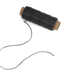 Waxed Leather Sewing Thread Kit With 55 Yard Spools And Pro Grade Needles, spool of black waxed thread for DIY leather projects.