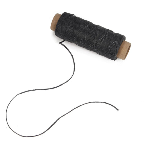 Waxed Leather Sewing Thread Kit With 55 Yard Spools And Pro Grade Needles, spool of black waxed thread for DIY leather projects.
