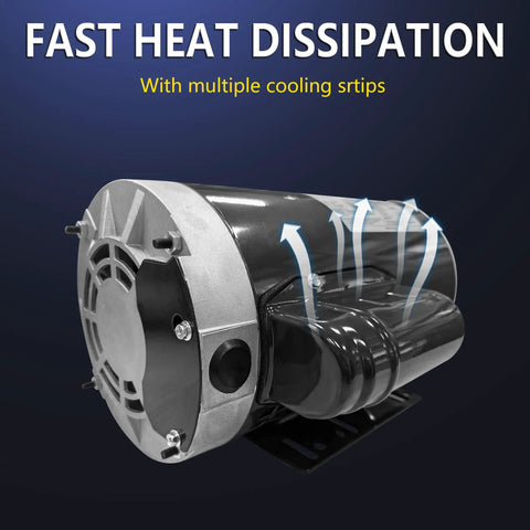Powerful 1 HP Electric Single Phase Motor with cooling strips for air compressors, 56C frame, UL listed for durability
