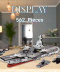 8 In 1 WW2 Aircraft Carrier Building Set With Helicopter And Boat Epic Naval Battleship Toy displayed on table