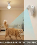 Two Pack Detached Motion Sensor Light Bulbs With External Sensor 3000K Soft Warm White 12W E26 LED 1200 Lumen Indoor Screw In Bulb For Closet Attic Laundry Room No Blind Spots, cat room demo