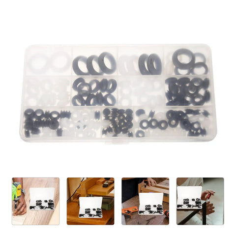 180 Piece Rubber Grommet Kit For Wiring And Ceiling Fans, Heavy Duty Sealing Rings That Lock In Tight And Stop Leaks, Assorted Sizes For Safe Cable Protection And Easy DIY Install, plastic case