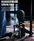 DED 200 MAX Electronic Drum Set rubber bass drum pad with 6-inch bass tower and double pedal demonstration for realistic feedback