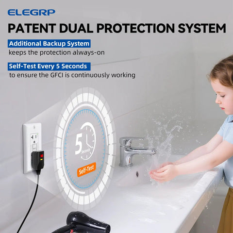 Child using hands near sink showcasing 30 Pack White 20 Amp Gfci Outlet Self Test Gfi Receptacle Narrow Design Led Indicator Ul Certified No Sweat Installation With Bonus Faceplates Pro Grade Dual Fault Protection.