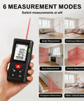 Laser Distance Meter 50m/164ft, Digital Laser Measuring Tool showcasing 6 measurement modes and clear display for home DIY.