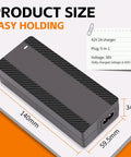 5 In 1 Electric Scooter Charger For 36V Li-Ion Batteries, 42V 2A Universal Fast Charger with dimensions 140x59.5x34mm