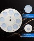 Solar Flag Pole Light With 136 LEDs Dusk To Dawn Auto On Off Sensor Two Brightness Settings Weatherproof Outdoor Lighting