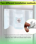 Clear shower door bumper 8-pack with screws for framed/sliding glass doors; bottom guide assembly, adhesive included.