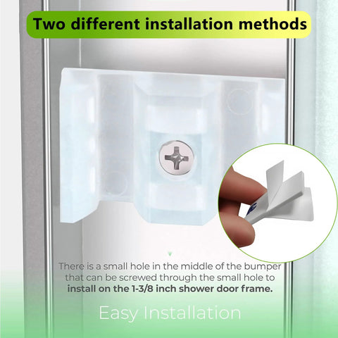Clear shower door bumper 8-pack with screws for framed/sliding glass doors; bottom guide assembly, adhesive included.