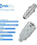 Heavy Duty 3 By 8 Inch High Flow Air Coupler And Plug Kit With 1 By 4 Inch NPT Threads, Steel 9 Piece Air Compressor Hose Fittings