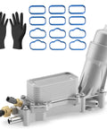 Beefed Up All Aluminum Engine Oil Filter Housing With Oil Cooler Upgrade For 3.6L Dodge Charger Challenger Durango with seals and gloves