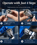 Heavy Duty Adjustable Universal Socket Wrench 3/8 Inch Drive Fits 10 To 19 Mm Fasteners in four-step operation guide.