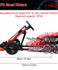 Side view of Kids 36V Electric Drift Go Kart With 350W Motor And 16 MPH Top Speed showing adjustable frame length.