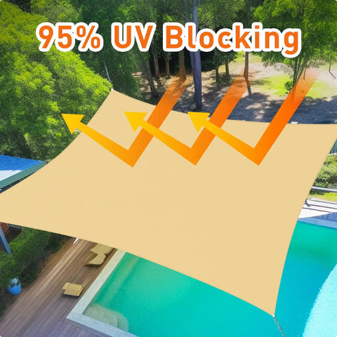 Rectangle Shade Sail 14x16 Outdoor Canopy for Backyard Patio Pergola Garden Deck Breathable UV Blocking Sun Shade over pool.