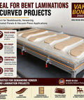 Kickass Heavy Duty Urea Resin Wood Glue Five Pound Tub for bonding curved veneer projects in a vacuum press setup.