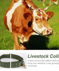 Adjustable Green Canvas Livestock Collar 3 Pack With Secure Locking Buckles For Cattle Calves Horses Sheep Padded Barn ready for use.