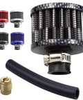 Air Filter Intake Breather Turbo Cleaner With Main Jet Parts Fits Predator 212cc 196cc 6.5 HP GX160 GX200 TrailMaster MB200 KT196 RB200 CT200U Mini Bike Go Kart Carbon Fiber Beefy Upgrade with colorful filters, breather tube, and main jet