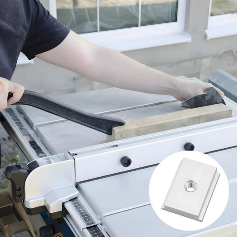 Person using woodworking tool with T Slot Nut Assortment Kit Featuring 30 Aluminum T Track Hardware Pieces in M5 M6 M8.