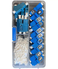 LC Fiber Optic Connector Kit With 10 Duplex LC Couplers, 10 Simplex LC Connectors, 200 LC Dust Caps in case