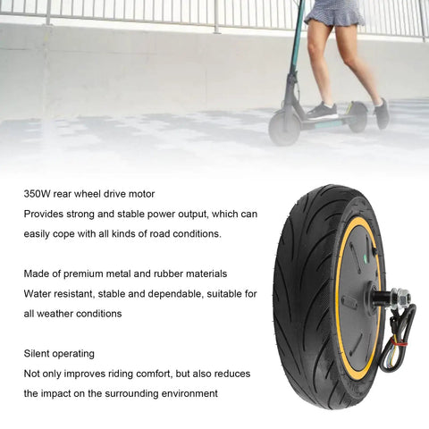 Rear Wheel Drive Hub Motor for Electric Scooter 36V 350W Replacement for Commuting and Urban Travel Durable Metal Rubber Tire Weatherproof Motor for Daily Use and Reliable Rides.
