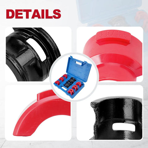 Universal Motorcycle Fork Seal Driver Kit 14 Pcs Set For Easy Quick Install And Removal Includes close-up of adapters and case